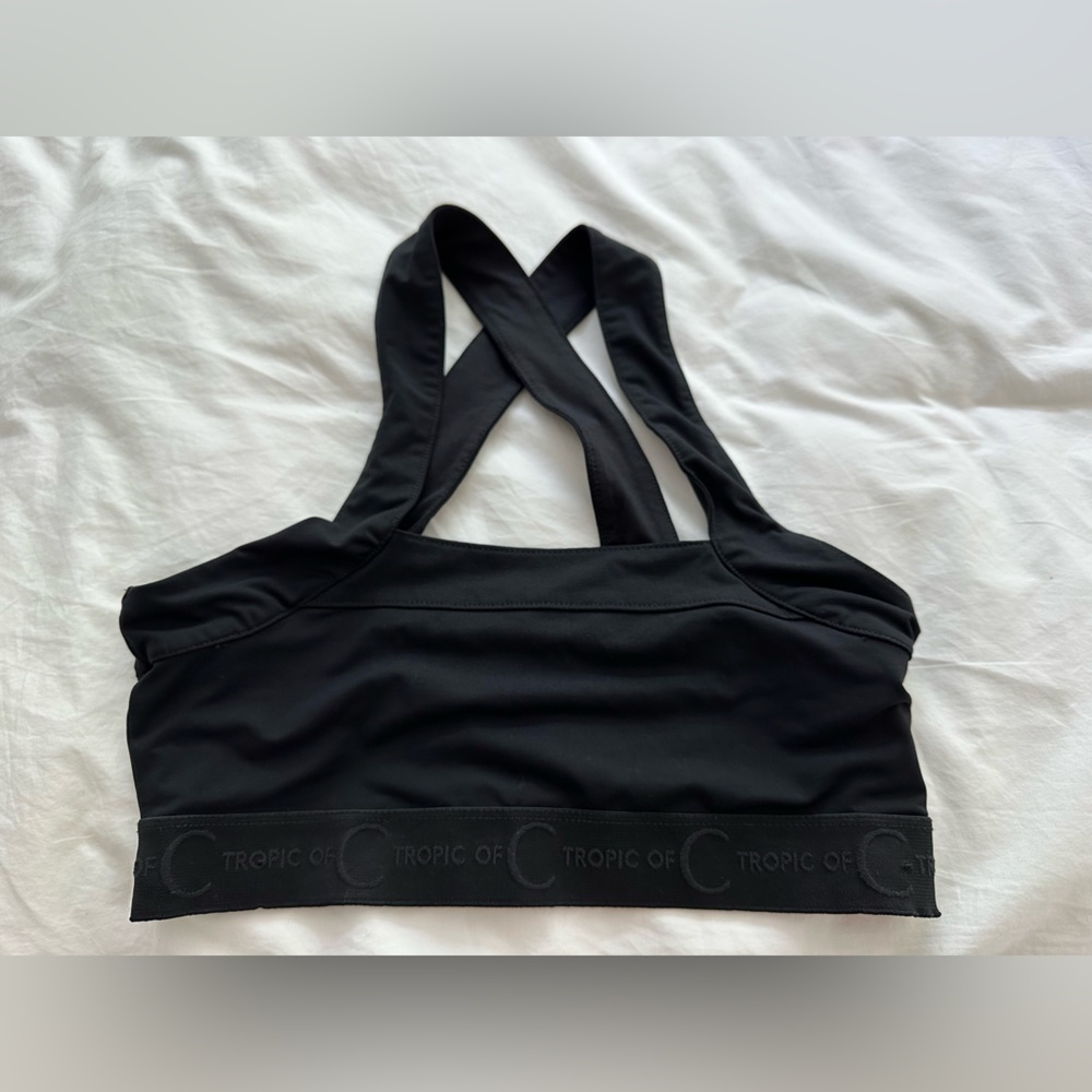 Tropic of C Black Cross back Workout Bra Top